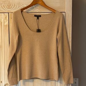 Banana Republic Neutral light camel Scoopneck Long Sleeve Top